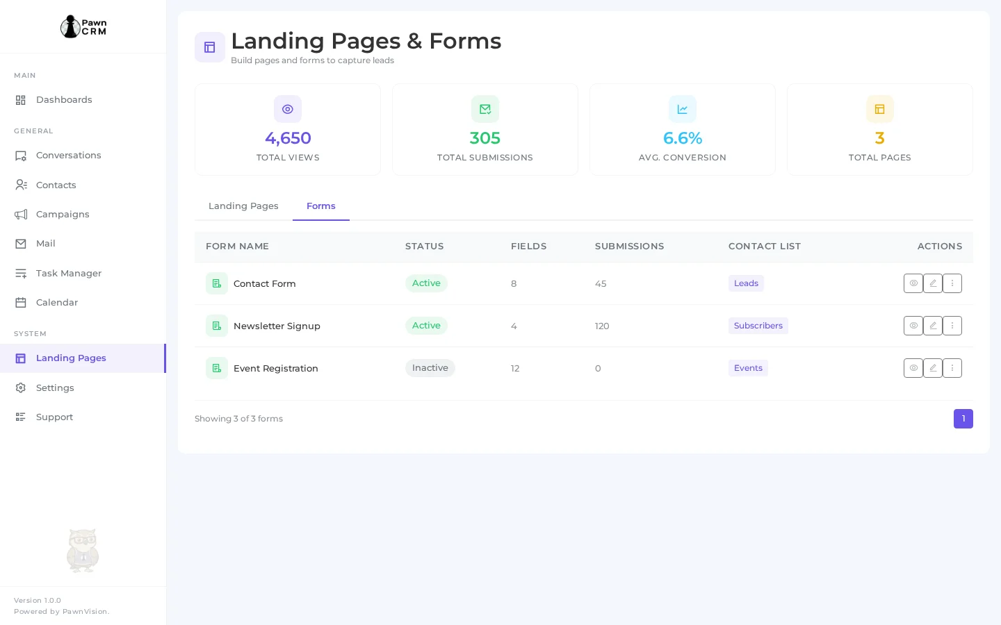 Visual page builder with hero section in PawnCRM