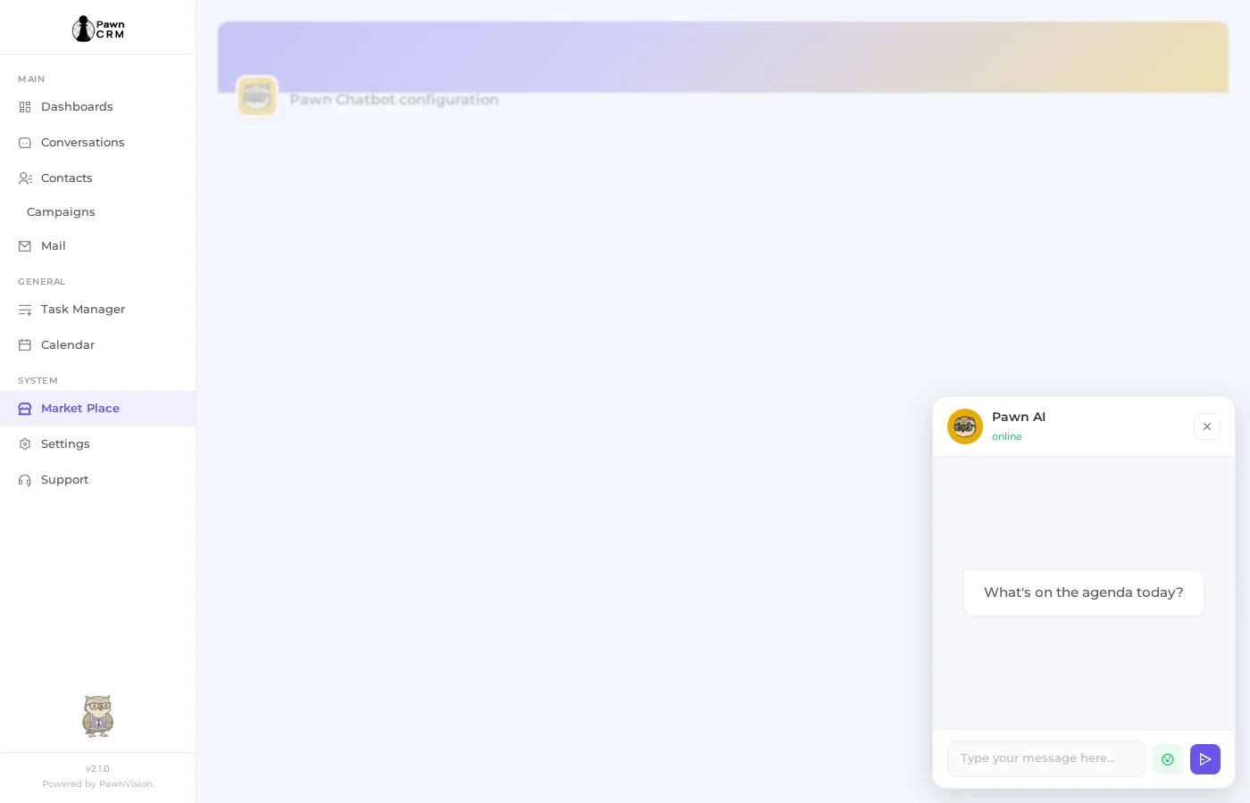 Pawn AI Chatbot Popup with Welcome Message